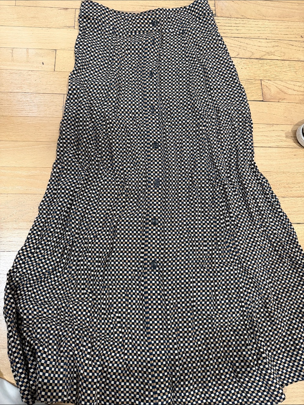 Ganni Black and Cream Checker Maxi Skirt